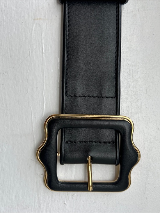 Sarah Flint - Vienna Waist Belt - Black Leather Belt with Gold Scalloped Buckle main image 11
